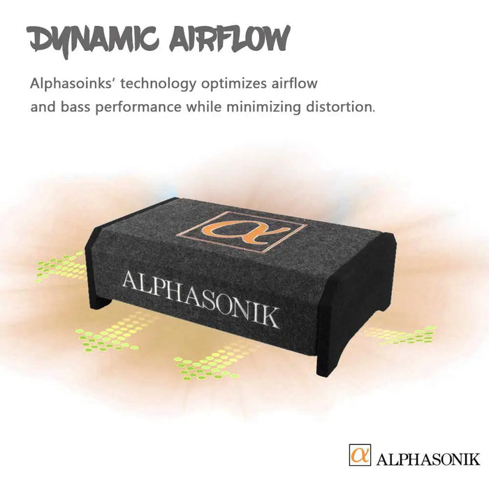 Alphasonik AS8DF 8" 600 Watts 4-Ohm Down Fire Shallow Mount Flat Enclosed Subwoofer Alphasonik