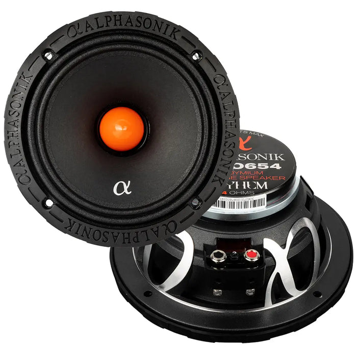 Alphasonik MPRO654 Mayhem Series 6.5" Midrange Speakers 4 Ohm Neodymium Pair Alphasonik