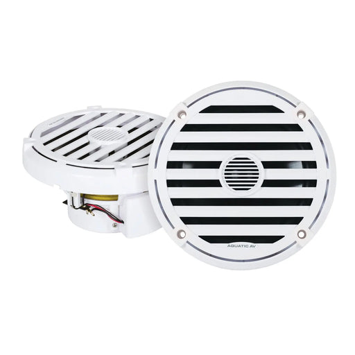 Aquatic AV EL421 6.5" Waterproof LED Cone Marine ELITE Speakers 240W White (Pair) Aquatic AV