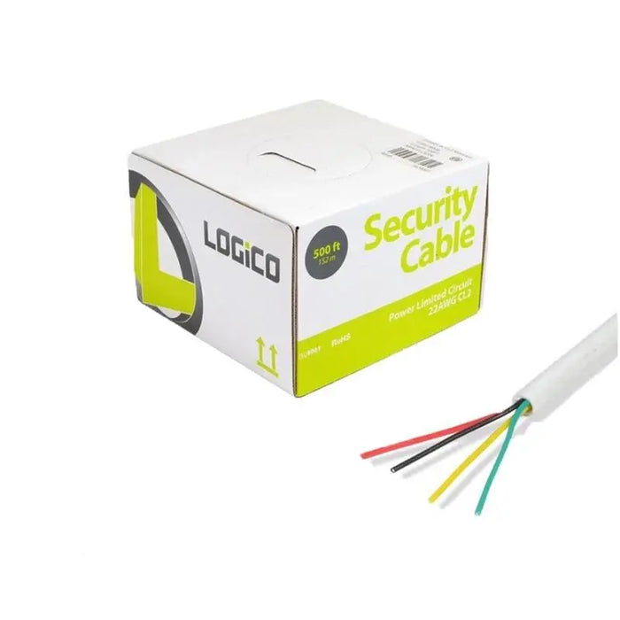 Burglar Alarm 22/4 AWG 500 ft Solid White Speaker Security Cable Logico