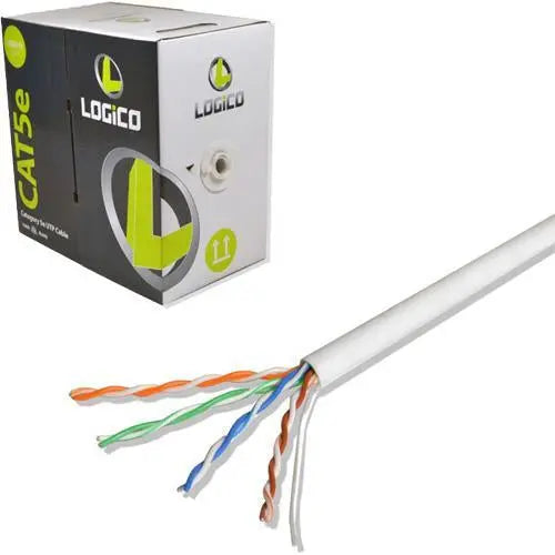 CAT5E 1000ft 350MHz 24 AWG White Copper Network CMR UTP Riser Cable Logico