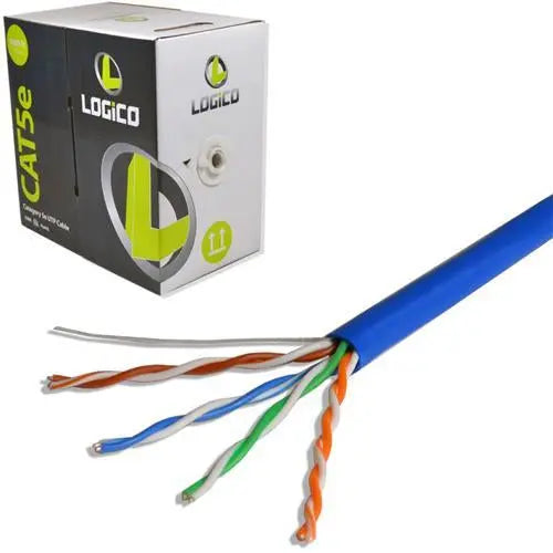 CAT5E 1000ft 350MHz 24AWG Blue Copper Network CMR UTP Riser Cable Logico