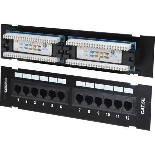 CAT5E Cable UTP 12 Port Network Mini Patch Panel w/ Wall Mount Bracket Logico