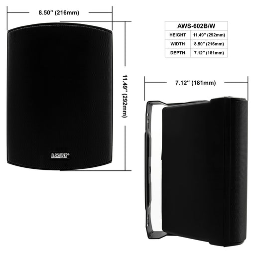 Earthquake Sound AWS-602B Black 6" 200 Watt All-Weather Indoor Outdoor Speaker - Pair Earthquake Sound