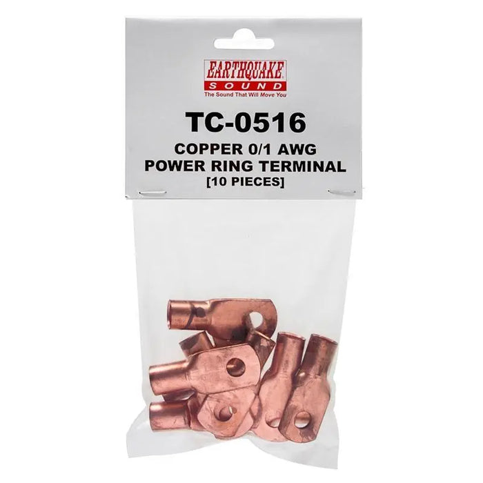 Earthquake Sound TC-0516 Copper 1/0 Gauge 5/16" Ring Terminal (10/pk) Earthquake Sound