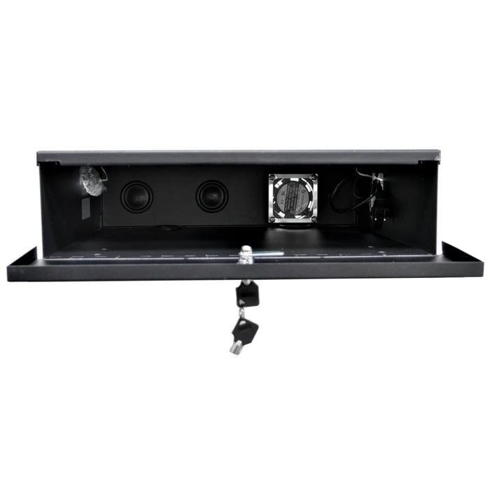 Heavy Duty 18" x 18" x 5" DVR Security Lock Box with Fan for CCTV Security Systems - (Black / White) The Wires Zone