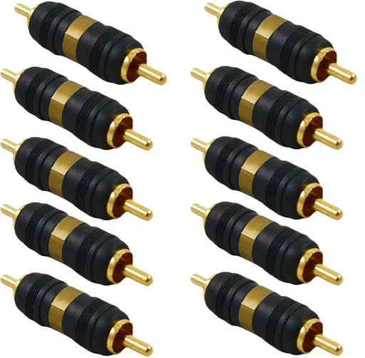 High Quality Gold Plated RCA Male to Male Barrel Connector (10-100 Pack) The Wires Zone