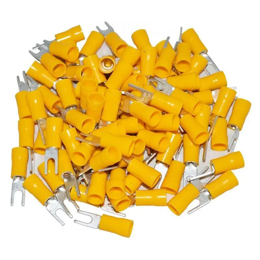 Install Bay YVST6 Yellow 12/10 Gauge #6 Vinyl Spade Terminal (100/pk) The Install Bay