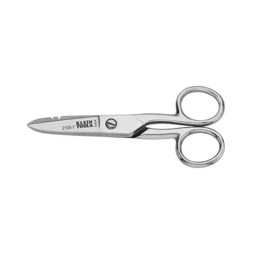 Klein Tools 2100-7 Electrician Scissor Nickel Plated Stripping Notches Klein Tools