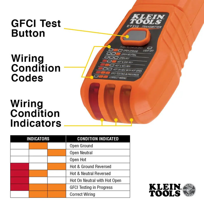 Klein Tools ET310 Digital Circuit Breaker Finder with GFCI Outlet Tester Klein Tools