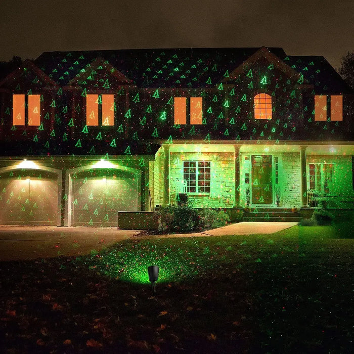 LED indoor Outdoor Christmas Laser Lights Projection Green Tree and Red Stars Waterproof Others