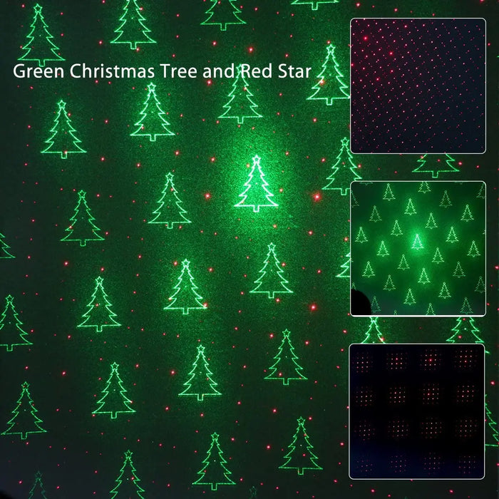 LED indoor Outdoor Christmas Laser Lights Projection Green Tree and Red Stars Waterproof Others