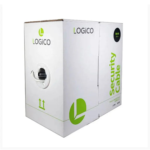 Logico PLC4508 500 Ft 18/8 AWG Stranded Shielded  CL2 Speaker Wire Security Cable White Logico