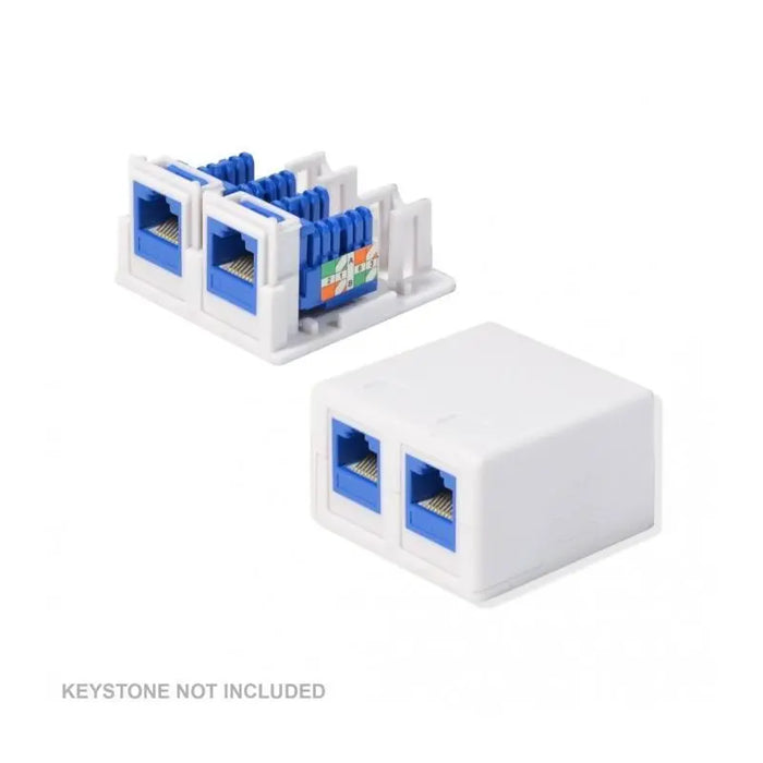 Logico SMB202 2-Port White Keystone Jack CAT5e/CAT6 Surface Mount Box (1-20 Pack) Logico