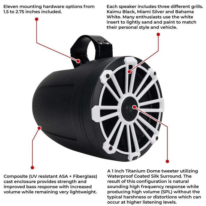 MB Quart NPT1-120 Nautic Series 8" Marine/Off-road Tower Speakers 140W (pair) MB Quart