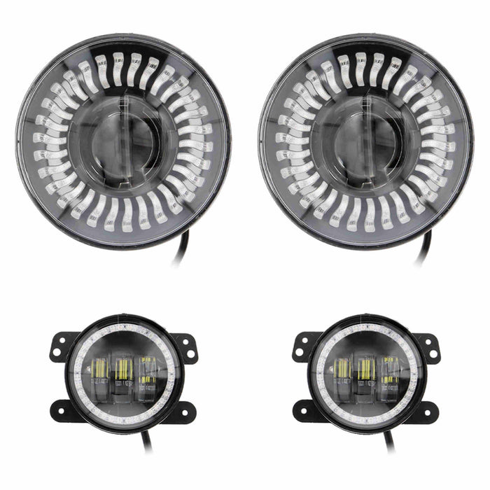 Metra JP-708RGBKT Chasing RGB 7" Projector lights & 4" Fog Lights w/Controller for Jeep