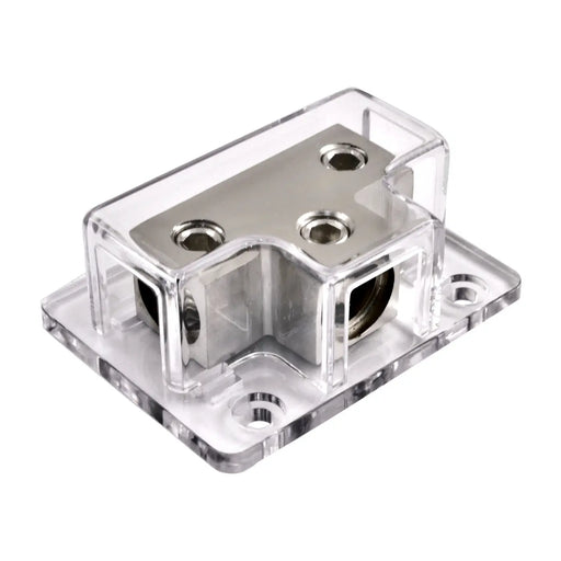 Nickel Plated 1/0 Gauge Input to 2 x 1/0 Gauge Output Power or Ground Distribution Block The Wires Zone