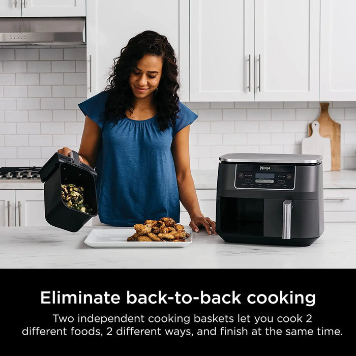 Ninja DZ201 10-qt 8qt Original Dualzone 2 Basket Air Fryer with 6 Functions (Refurbished) Ninja