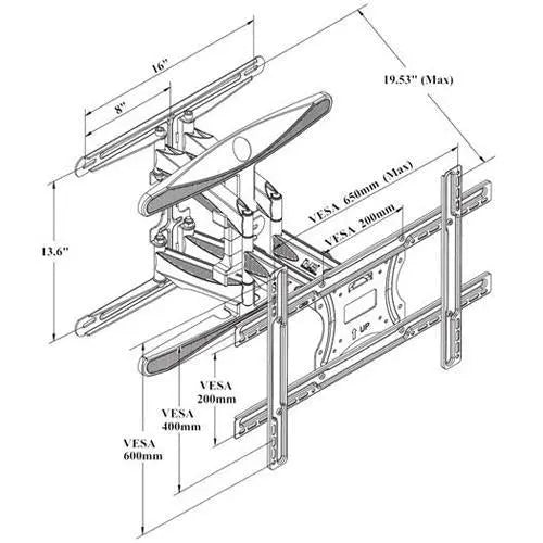 North Bayou P6 Full Motion Cantilever Wall Mount for 40"-70" 100lbs TV North Bayou