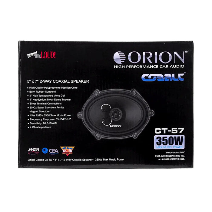 Orion Cobalt CT-57 5"x7" 2-Way 350 Watts Max Power Coaxial Speakers Car Audio (Pair) Orion