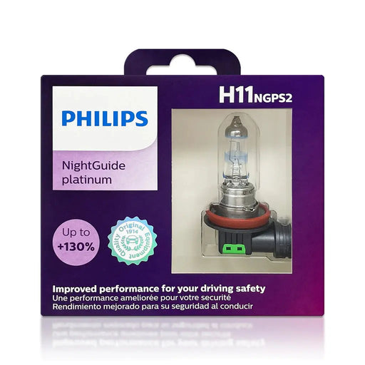 Philips 12362NGPS2 H11 NightGuide Platinum 55W 12V Halogen Car Headlight Bulb (Pack of 2) Philips