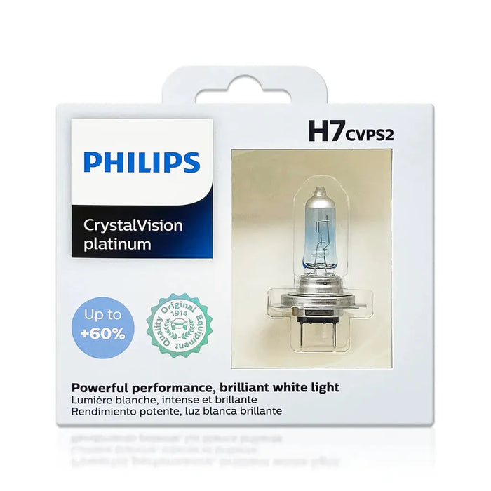 Philips 12972CVPS2 H7 CrystalVision Platinum 55W 12V Halogen Car Headlight Bulb (Pack of 2) Philips