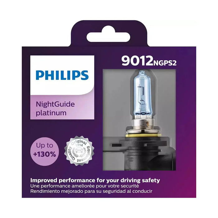 Philips 9012NGPS2 9012 NightGuide Platinum 55W 12V Halogen Car Headlight Bulb (Pack of 2) Philips