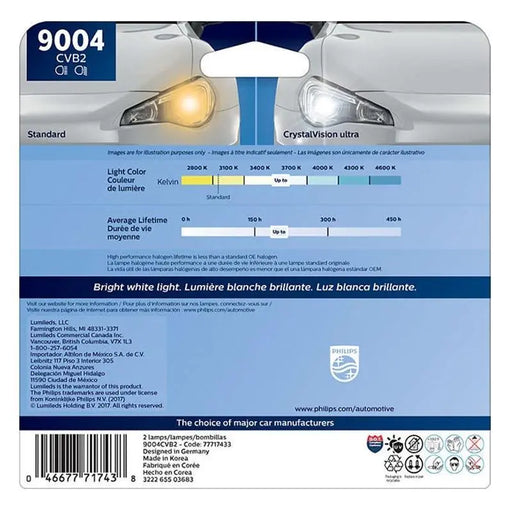 Philips Crystal Vision Ultra 9004 Xenon HID Look Headlight Bulb (pair) Philips