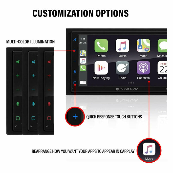 Planet Audio P9900CPA 6.75" Double DIN Multimedia Player Touchscreen Bluetooth Planet Audio