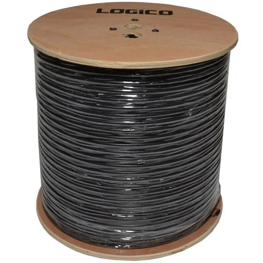 RG59 Siamese Coax Outdoor Gel 20AWG 95% Braid 3.0Ghz 1000' Black Cable Logico