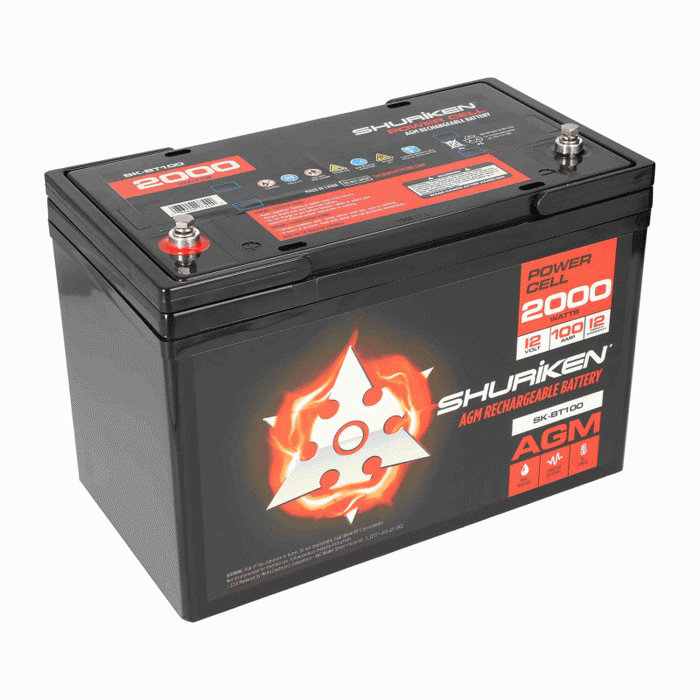 Shuriken SK-BT100 2000 Watts 100 Amp Hours Large Size AGM 12V Battery