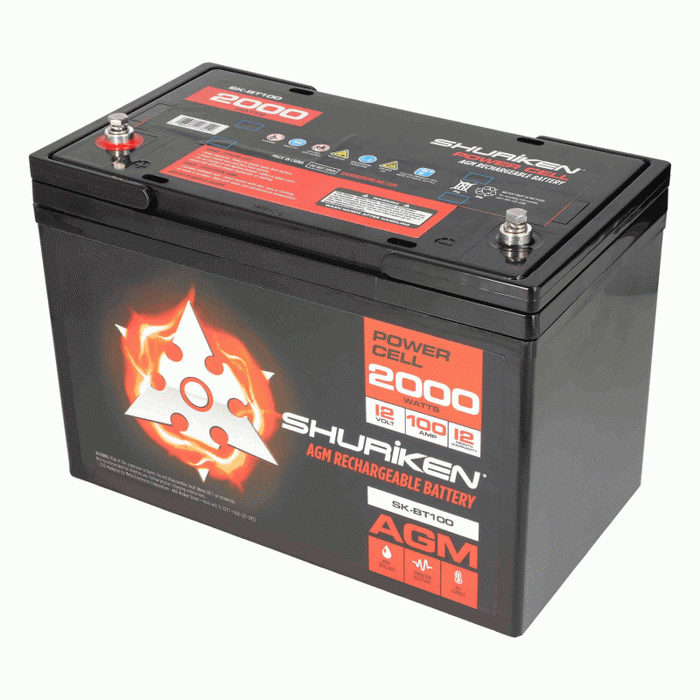 Shuriken SK-BT100 2000 Watts 100 Amp Hours Large Size AGM 12V Battery