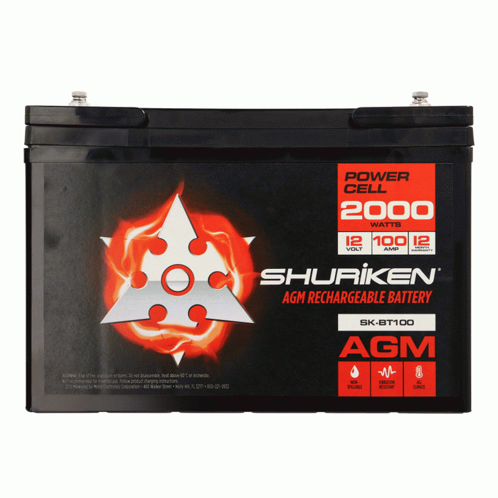 Shuriken SK-BT100 2000 Watts 100 Amp Hours Large Size AGM 12V Battery