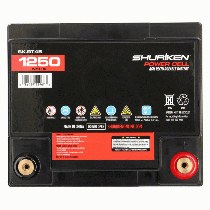 Shuriken SK-BT45 1250 Watts 45 Amp Hours Compact Size AGM 12V Battery