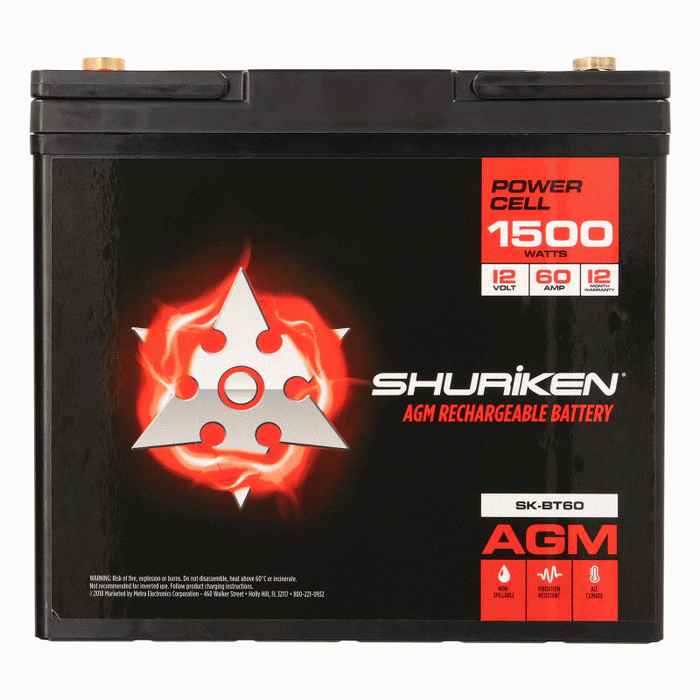 Shuriken SK-BT60 1500 Watts 60 Amp Hours Compact Size AGM 12V Battery