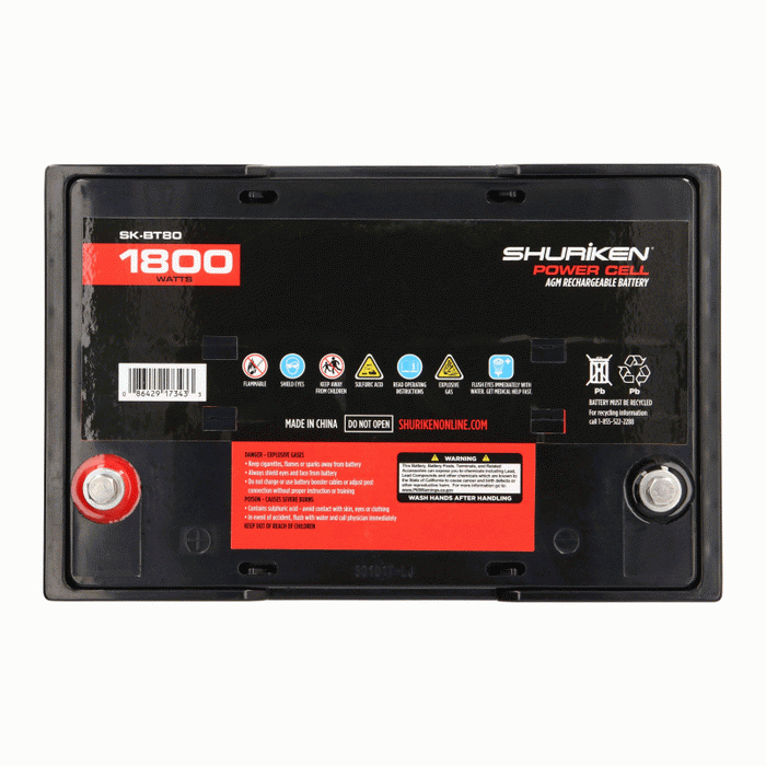 Shuriken SK-BT80 1800 Watts 80 Amp Hours Large Size AGM 12V Battery