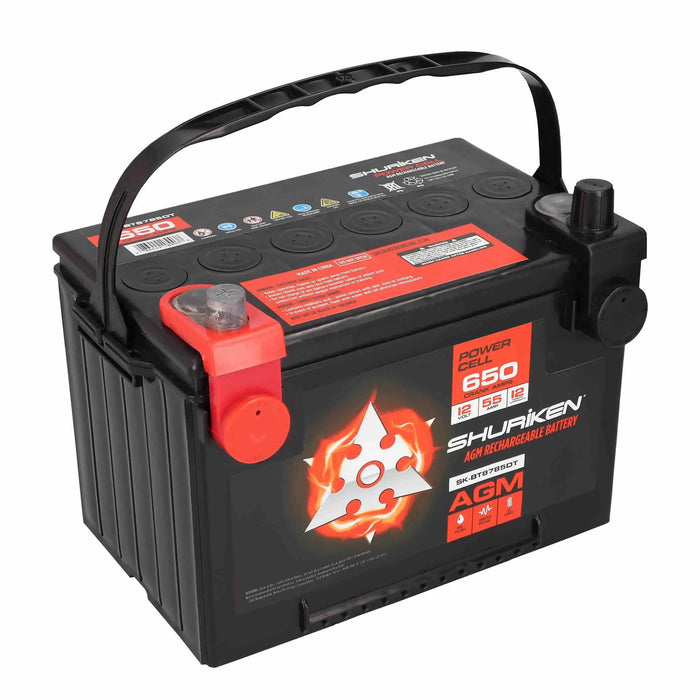 Shuriken SK-BT8785DT 650 Crank Amps 55 Amp Hour AGM 12V Dual Post AGM Battery Shuriken