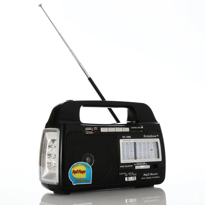 Supersonic SC1082 9 Band AM/FM/SW1-7 Portable USB SD Torch Light Radio Supersonic