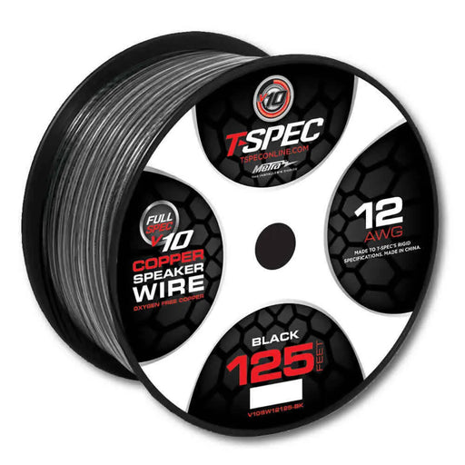 T-Spec V10SW12125-BK V10 Series Marine Grade 25-125 ft. 12 Gauge OFC Speaker Wire Black T-Spec