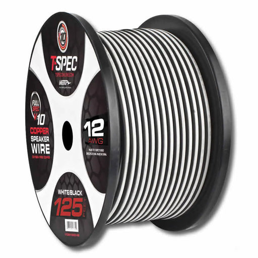 T-Spec V10SW12125-WB V10 Series 125 ft. 12 Gauge Marine Grade OFC Speaker Wire Black & White T-Spec