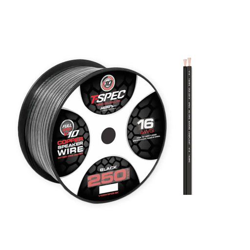 T-Spec V10SW16250-BK V10 Series Marine Grade 16 AWG 250 ft OFC Speaker Wire Spool Black T-Spec