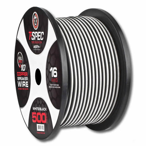 T-Spec V10SW16500-WB v10 Series Marine Grade 16 AWG 500 FT White/Black OFC Speaker Wire T-Spec