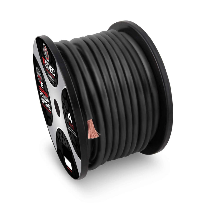 T-Spec V12GW-1050 v12 1/0 AWG 50FT OFC Power Wire Ultra-Flexible Matte Black T-Spec