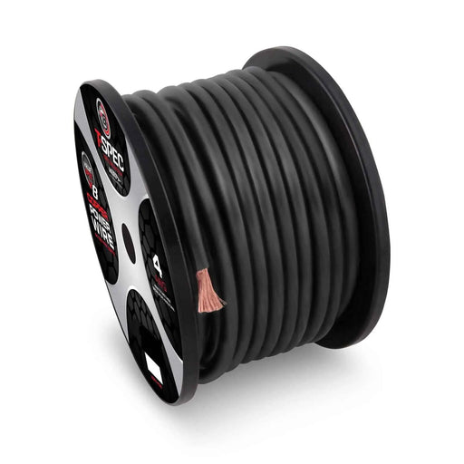 T-Spec V12GW-8250 v12 SERIES 8 AWG Full Virgin Copper Power Wire 250FT Matte Black T-Spec