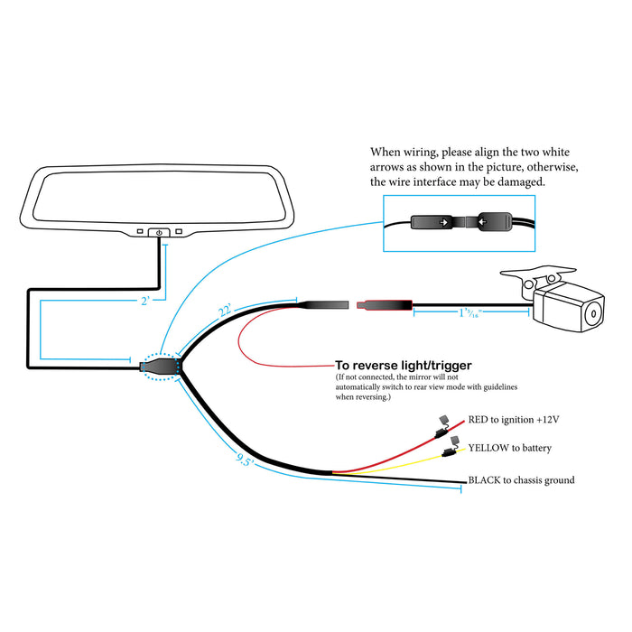 iBeam TE-LVM9 9" Live View Streaming Rearview Mirror 1080P Front & Rear 1280×320