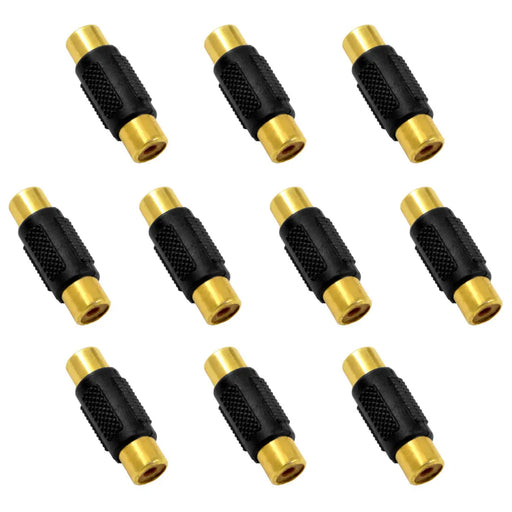 The Wires Zone Gold Plated Female to Female RCA Coupler Barrel 10 Pack The Wires Zone