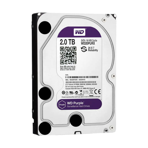 WD WD20PURX Purple 2TB Surveillance 3.5" Hard Disk Drive Class SATA SATA 6 Gb/s Others