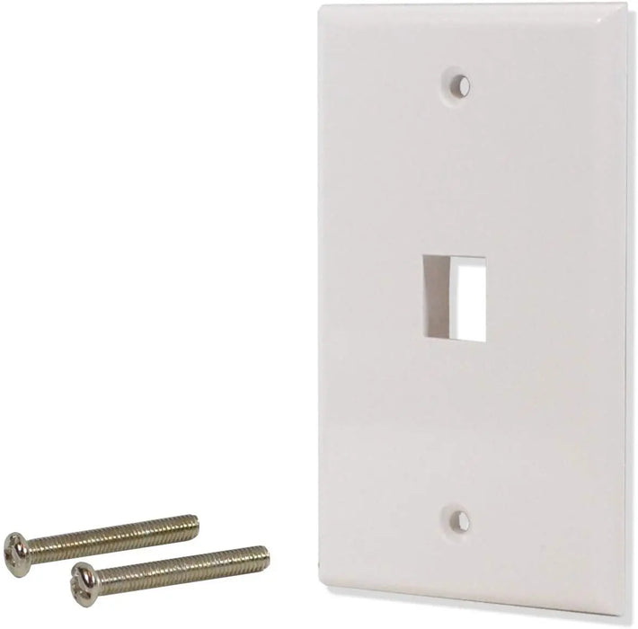 White 1 Port Hole Keystone Jack Flat Wall Plate (5-20 pack) Logico