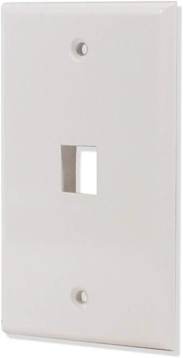 White 1 Port Hole Keystone Jack Flat Wall Plate (5-20 pack) Logico