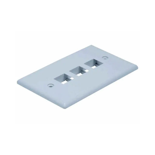 White 3 Port Hole Keystone Jack Flat Wall Plate (5-20 Pack) Logico